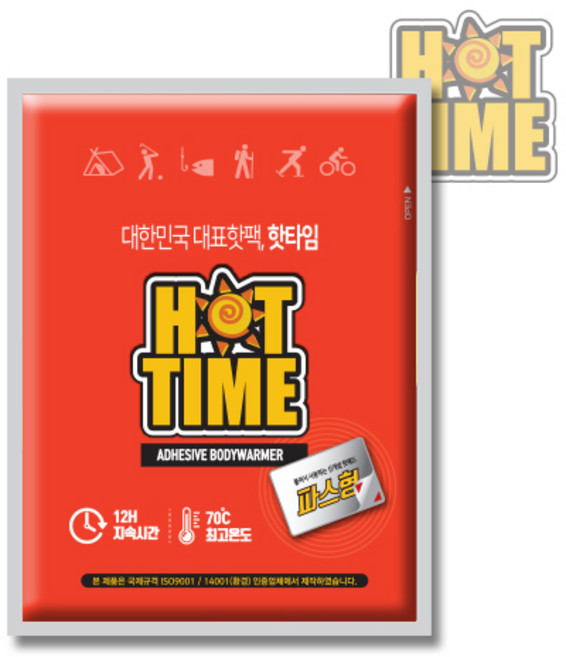 [국내생산] 핫타임 파스형 50g 30매 붙이는 핫팩, 1세트