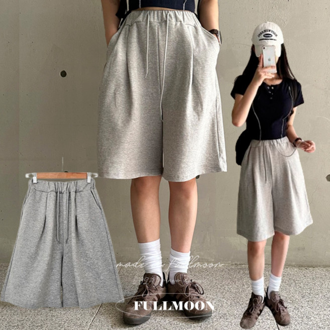 라인 핀턱 와이드 버뮤다 팬츠 남녀공용