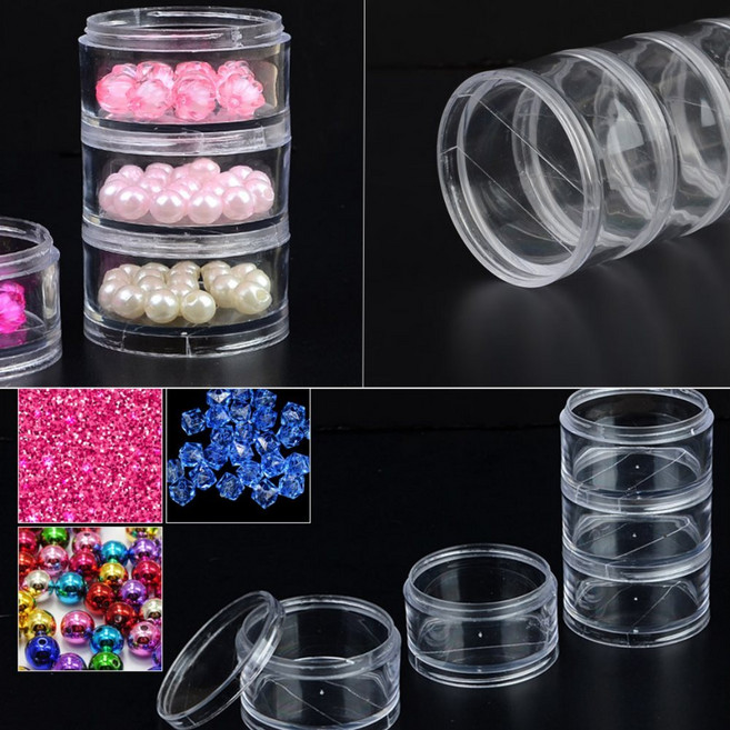 5단 원형 중형 케이스 악세서리 수납함 투명 알약통