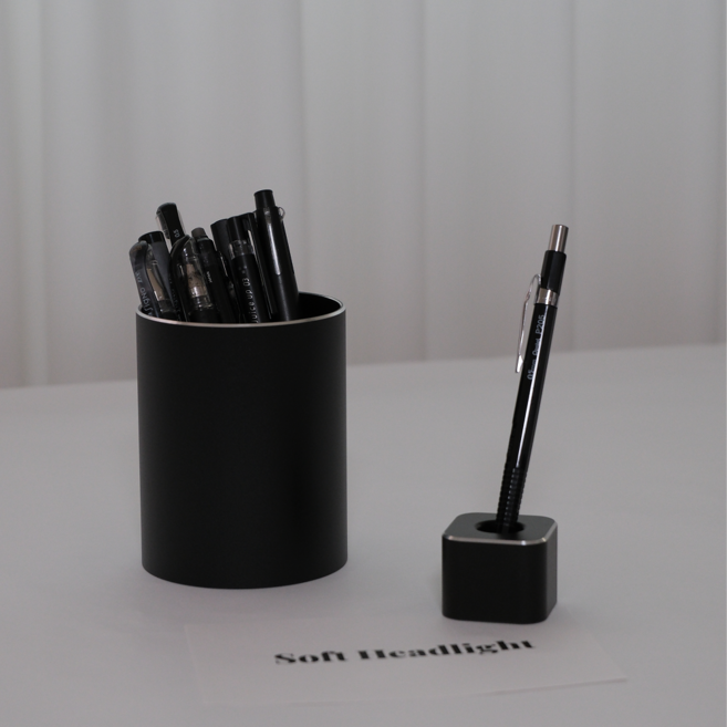 소프트헤드라이트 스탠다드 메탈 펜스탠드 스톱펜 데스크테리어, 블랙, 1개