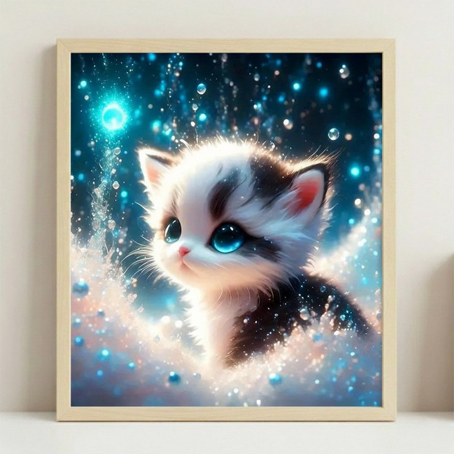 루벨르 DIY 보석십자수 패브릭형 30x30cm, 1세트, 냥냥이