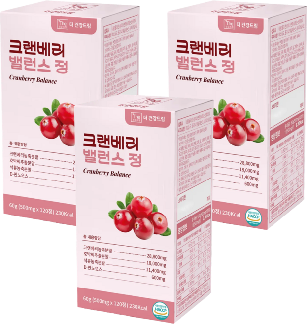 더건강드림 호박씨추출물 크랜베리 밸런스 정, 3개, 120정