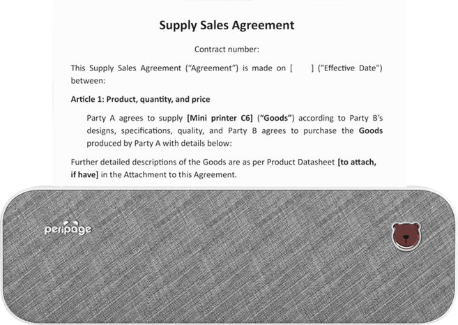 【PeriPage愛立熊】A4文件打印機 無線藍牙 錯題打印 標籤打印機 原廠總代理, 1個裝, Y200