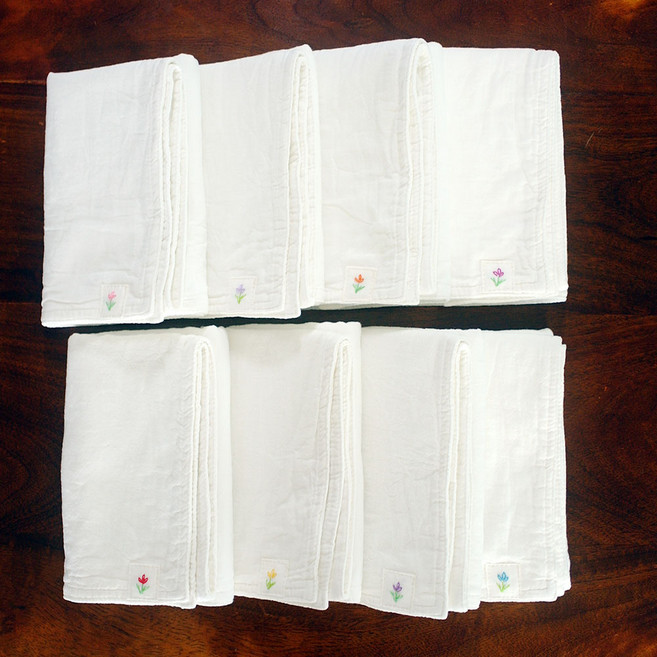 무형광 무표백 소창수건 8장세트 정련완료 제이앤니들워크, 1세트, 41x82cm(3겹수건)