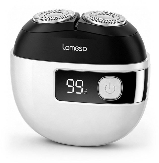 LOMESO 휴대용 전기면도기 미니 전동면도기 IPX7 방수형 TYPE-C 충전식 LED 디스플레이, 실버