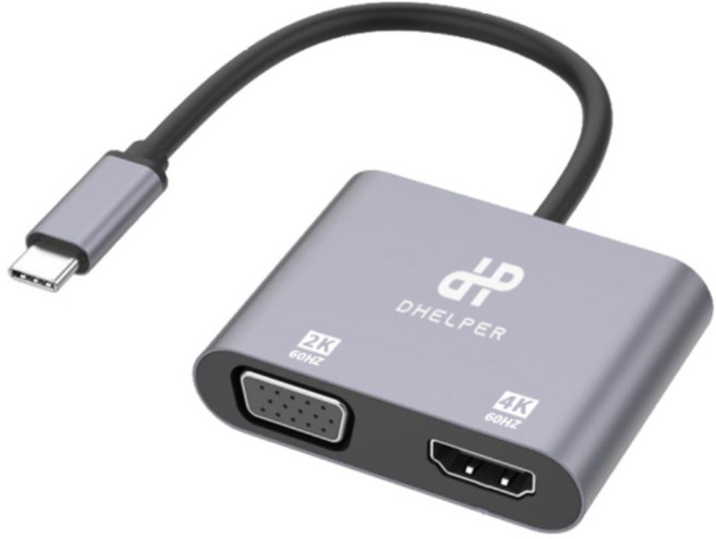 4K 60Hz FHD C타입 TO HDMI VGA 컨버터 / 변환 케이블 전송기 변환기 장비, 1개