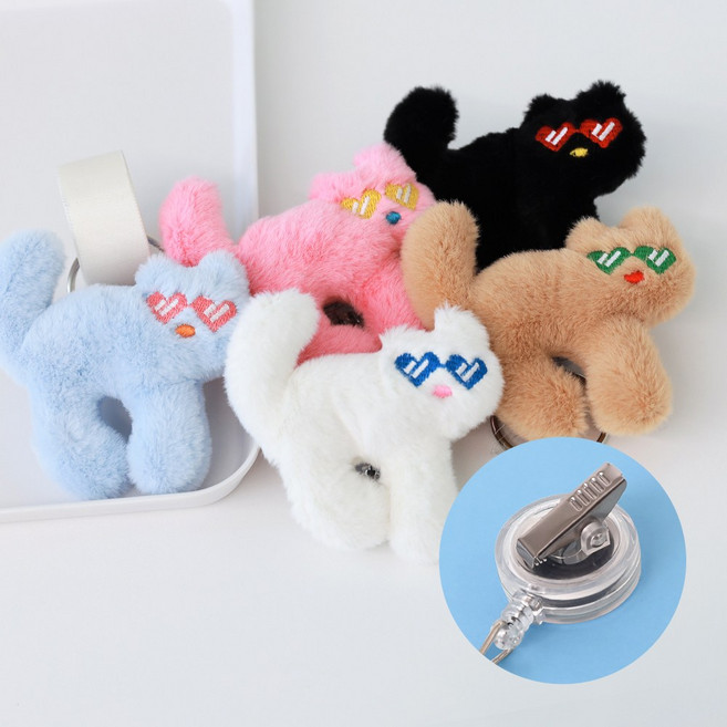 너스키니 힙냥 몽실인형 ver.5 테이프걸이 강력 집게형 간호사 릴홀더 테이프걸이 간호사용품 사원증 출입증 목걸이 간호사 릴홀더, 하늘힙냥