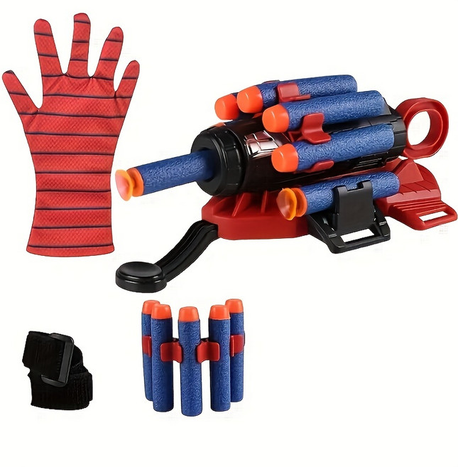 수정탄총 모델건 고무탄 스파이더 웹 슈터 장난감 히어로 런처 손목 세트 코스프레 브레이서 액세서리 소프트 폭탄 재미있는 교육용 1 개, [01] Launcher and gloves, 1개