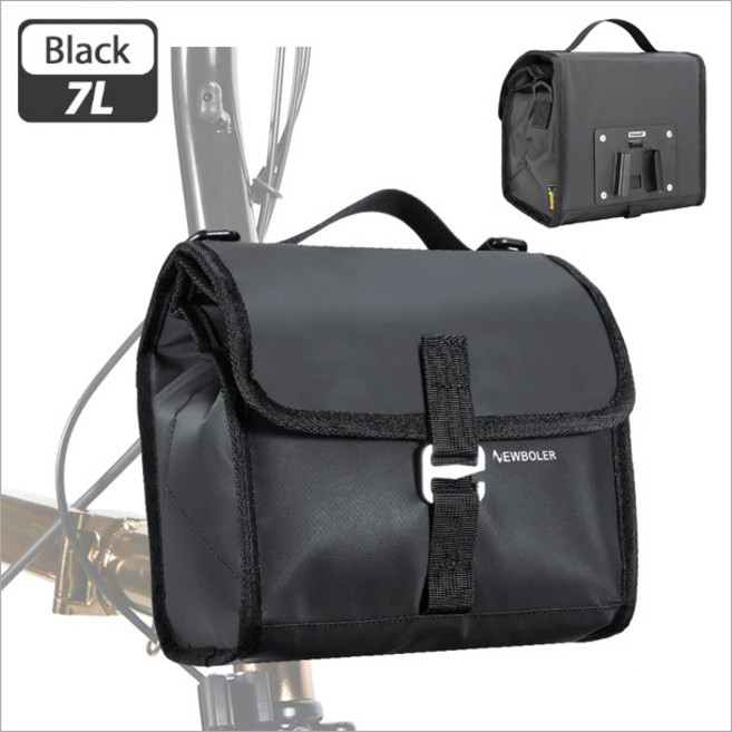 [NW] 미니벨로 자전거 보온보냉 핸들바 앞가방 7리터 (브롬톤 미니벨로 가방), 블랙, 1개
