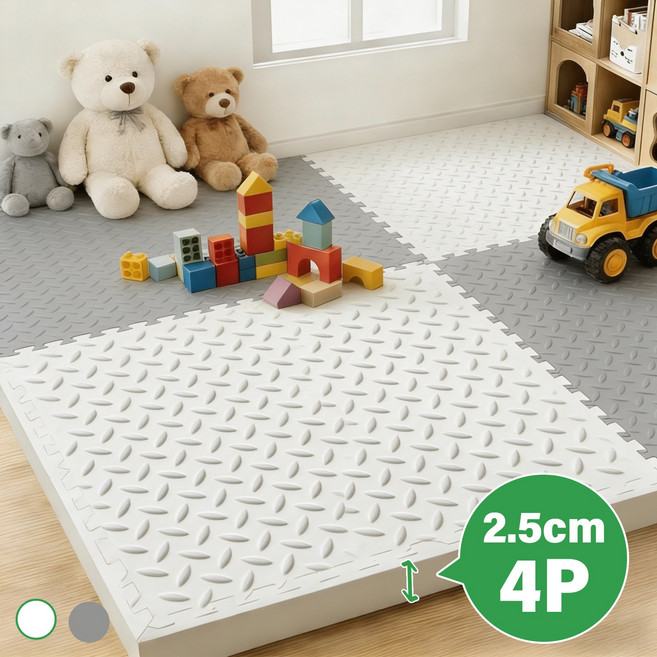 Kemei 대형 조립식 퍼즐매트 강아지 미끄럼방지 매트 양면 거실 바닥 충격방지, 4개, 화이트