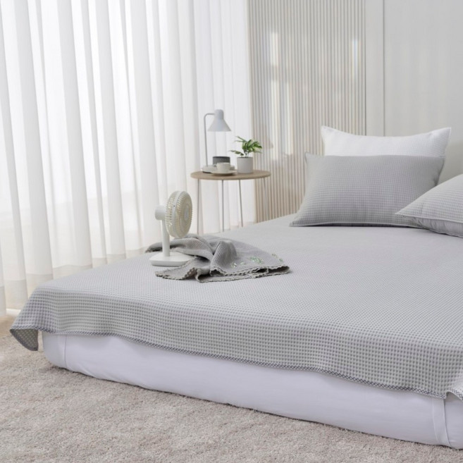 寢谷家居 韓國機能涼感床墊 QMAX 0.375，透氣親膚，OEKO-TEX認證，單人加大/雙人/特大尺寸, 涼感床墊 灰色, 涼感纖維