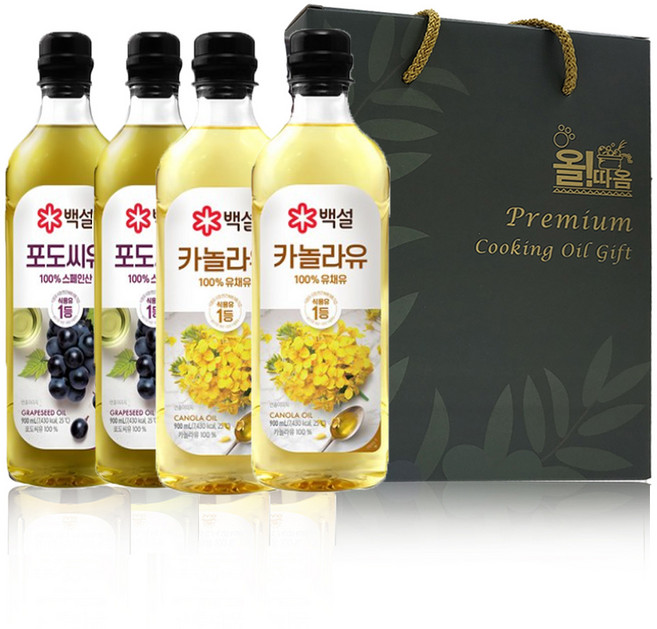 올따옴 선물세트 백설 카놀라유 900ml 2입+포도씨유 900ml 2입, 1세트