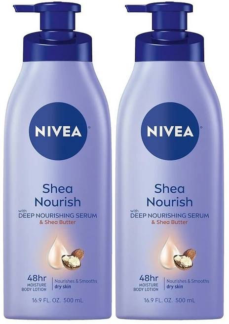 NIVEA Shea Nourish 바디 로션 건조한 피부용 48시간 모이스처라이징 시어 버터 로션 딥 너리싱 세럼 500ml(16.9온스) 펌프 병, Smooth - 쿠팡