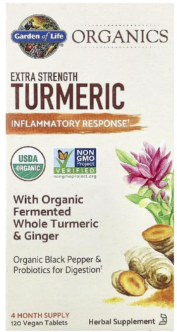 가든 오브 라이프 오가닉스 엑스트라 스트렝스 강황 비건 정제 120정 1병, 1개 - 쿠팡