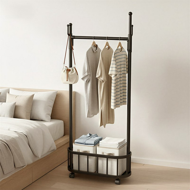 HIKAERO 선인장 디자인 행거 스탠드 옷걸이 인테리어 다용도 옷걸이, 블랙