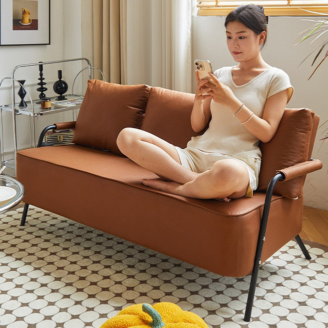 하루꿈 2인용 소파 빈티지 거실 사무실 인테리어 아쿠아텍스 쇼파, 145CM