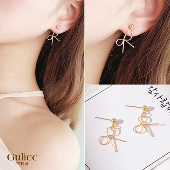 Gulicc 古莉可 簡約線條蝴蝶結耳環
