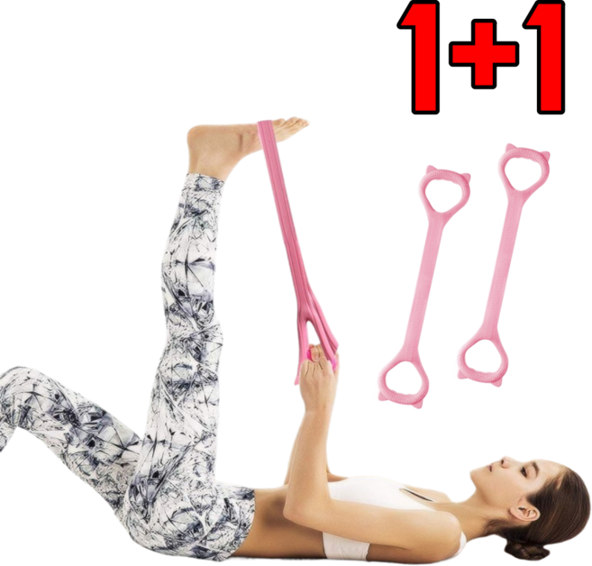 클린웰스 고탄력 스트레칭 밴드 요가 필라테스 운동 탄력 홈트레이닝, 2개, 핑크