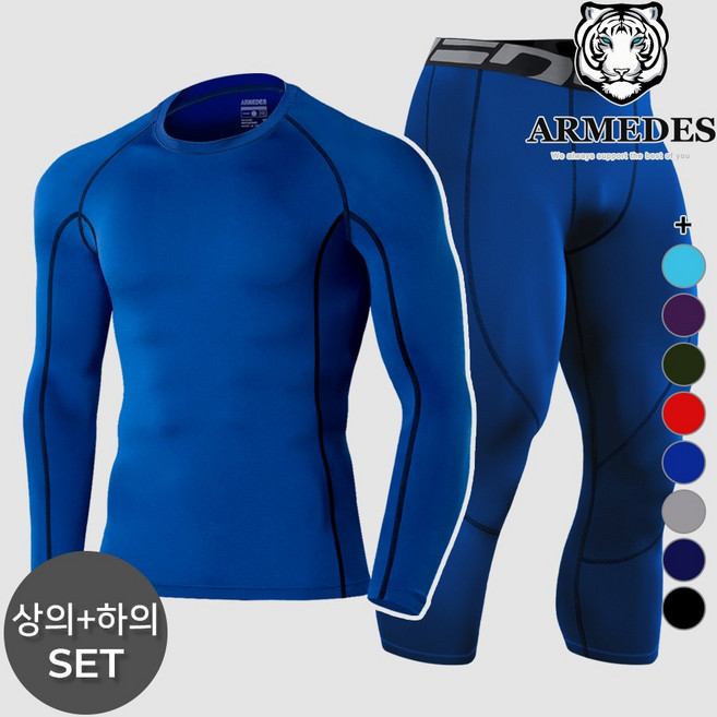아르메데스 남성용 사계절 라운드 긴팔 상의 + 7부 바지 크로스핏 상하의세트 ID10411071