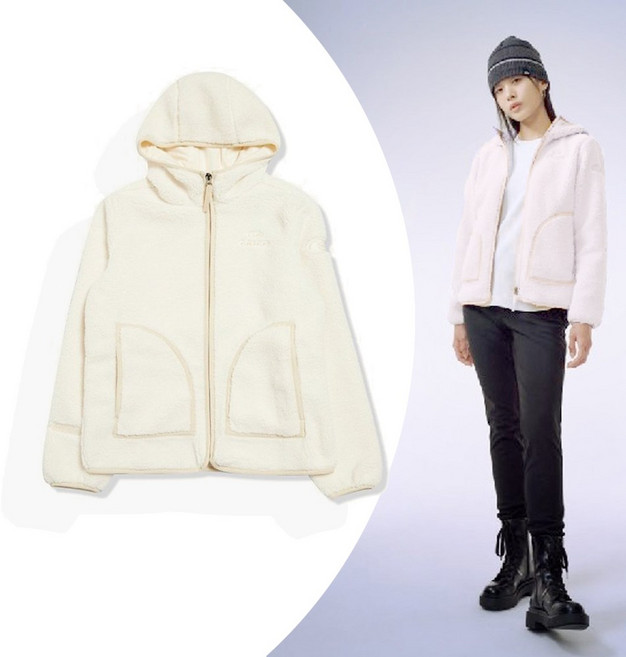 [아이더]이월상품 고어 인피니움 안감을 적용하여 자체 방풍이 가능하며 어두운컬러의 티를 입어도 묻지 않는 후드집업스타일의 부드러운 여성용 플리스 자켓 에시앙 2.2 DWW22107