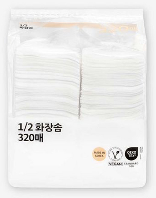 필리밀리 1/2 화장솜 320P, 2개, 160매입