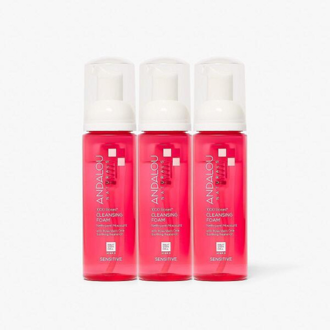 [안달로우 내추럴스] 안달로우 천송이 로즈 클렌징폼 163ml 3개 + 수분 샴푸 50ml 여행용 키트 증정