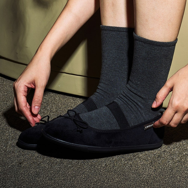 커스텀에이드 우먼 아리엘 리본 메리제인 벨벳 플랫슈즈 2cm (CW0098BK)