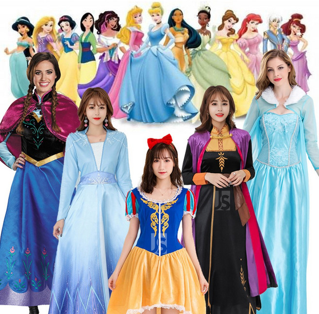 씨플 디즈니 겨울왕국 엘사 백설공주 신데렐라 코스튬 의상 할로윈 코스프레 성인 공주 드레스