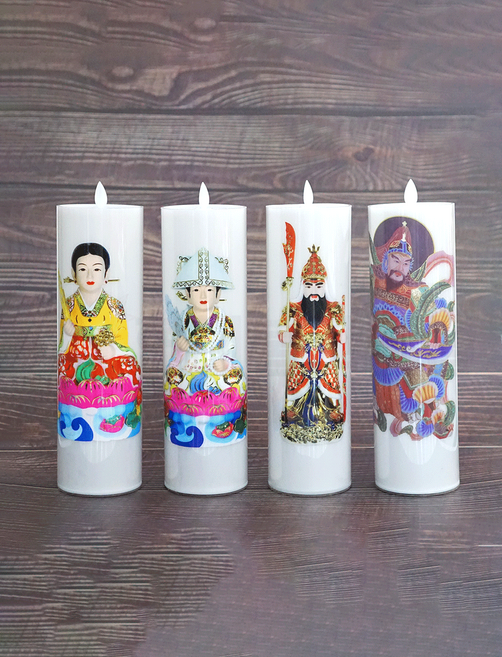 30일 자석 충전 탱화 전기초 16종 - 대신 불사 홍장군 건립장군 반야 글문 선녀 동자동녀 옥황 용왕 도사 서낭 연꽃 용 호랑이 소원성취, 01. 대신, 오색칼라(변색), 소, 1개