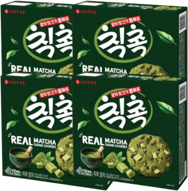 말차청크가 통째로 롯데 칙촉 말차, 180g, 4개