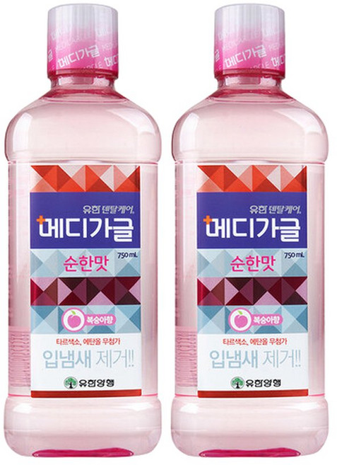 유한덴탈케어 메디가글 순한맛 피치 750ml 2개