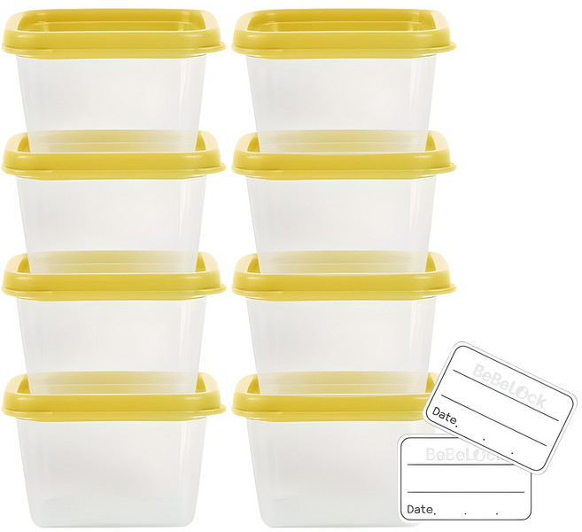 베베락 국산 엘파 큐브 이유식 용기, 120ml, 머스타드, 8개