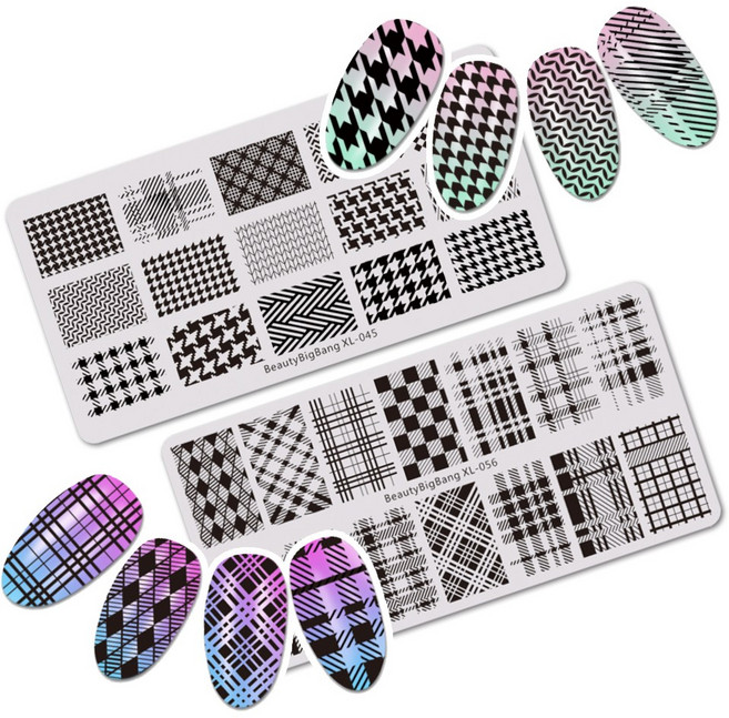 하운드 체크 스템프 플레이트 2종 (택1) / 스템핑 도장 네일 젤네일 아트, 1번, 1개