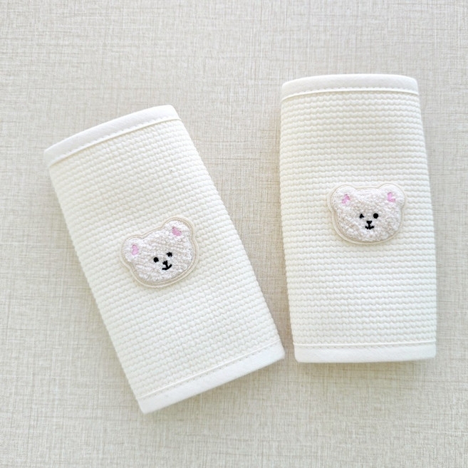 코코아돌 거즈 아기띠 침받이 앞보기 어깨패드 벨트 커버, 1세트, 라이트핑크곰(거즈)2P