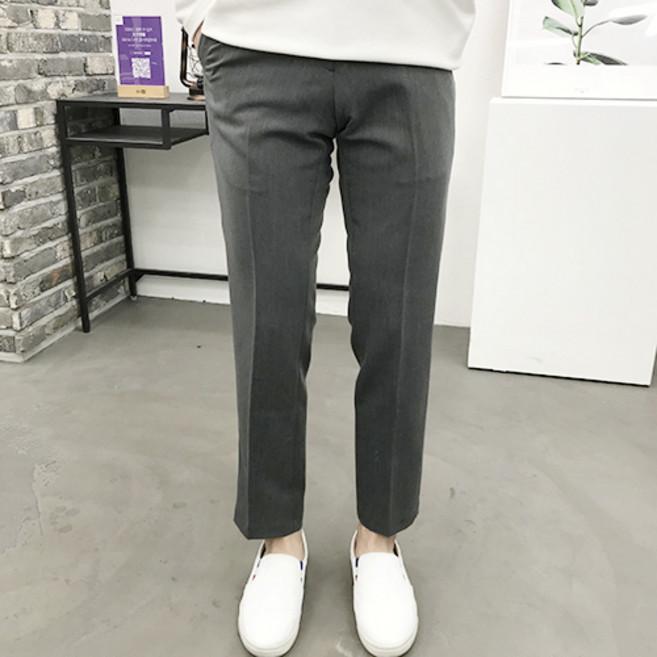 용된다 남자 히든밴딩 스판 슬림핏 기본 슬랙스