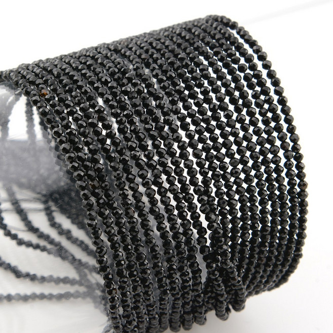 천연 블랙 토르말린 면처리된 라운드/큐브/론델 비즈 2mm 3mm 4mm 1x2mm 2x3mm 주얼리 만들기