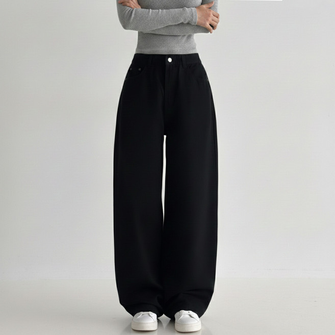 토마토팩토리 여성용 벌룬핏 롱 와이드 코튼 팬츠 허얇골넓 포켓포인트 탄탄한 난스판 리아스 (3color)