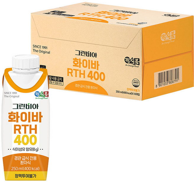 그린비아 화이바RTH400 경관 급식 전용 환자식 식이섬유, 18개, 250ml