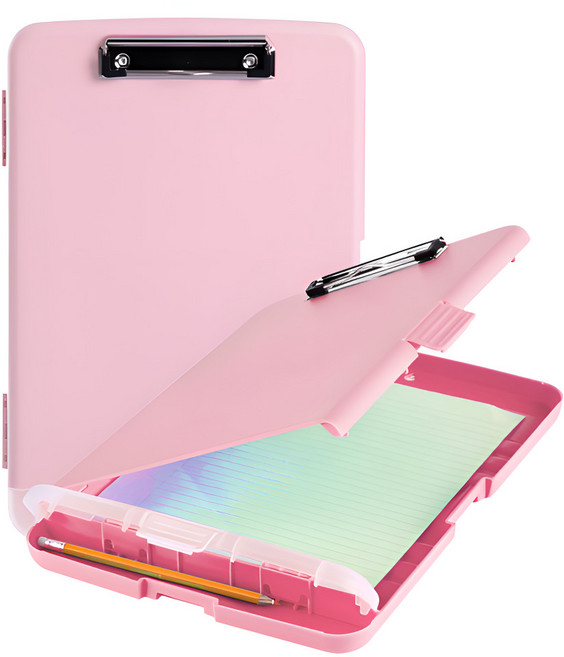 애드박스 멀티 클립보드 파일 A4 수납 필기도구 보관함 케이스, 1개, 핑크