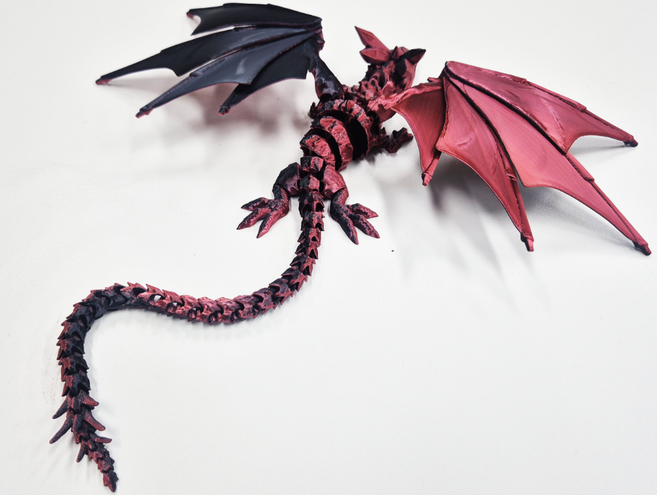 아이카 3D 드래곤 관절 피규어 날개 크리스털 용 인테리어 완구 관절 프린팅, 레드&블랙, 1개