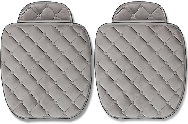 지엠지모터스 시트커버 퀼팅 극세사 차량용 방석, 그레이, 2개