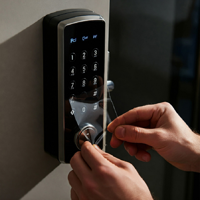 도어락 지문방지 필름 2장 보호 스티커 부착 세트 전 기종