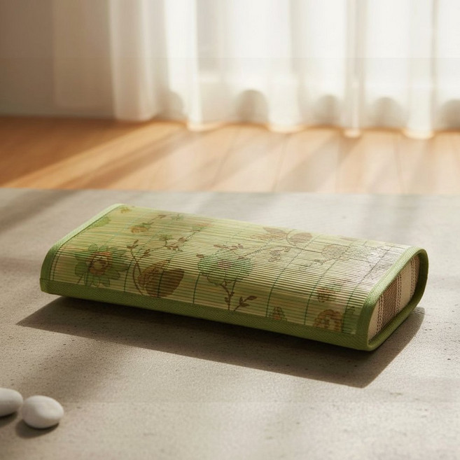 대나무 왕골 베개 목 받침 경추 땀띠 방지 여름 낮잠 수면 통기성, 1jsb 청대그림베개