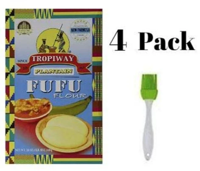 트로피웨이 플랜테인 푸푸 밀가루 680그램 (4개 팩) 실 Tropiway Plantain Fufu Flour 24oz (Pack of 4) Bundled with Silicon, 1개, 24 Ounces, 680g - 쿠팡