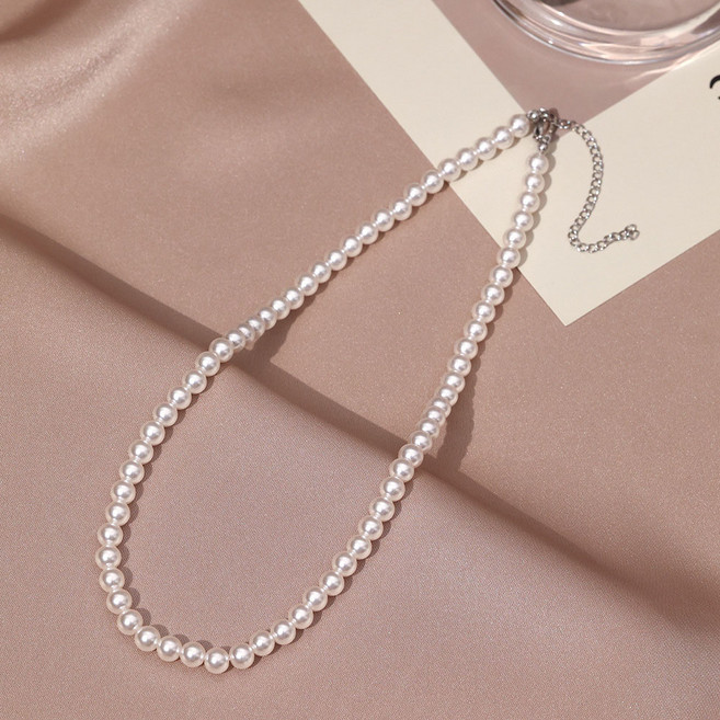 FANSYLI 4mm 6mm 8mm 10mm 모조 진주 목걸이 초커 목걸이 고퀄리티 고광택 목걸이 0602K13