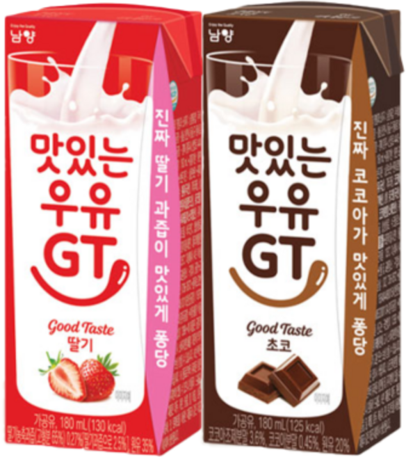 남양 맛있는우유gt 180ml (딸기우유12+초코우유12) 총24팩