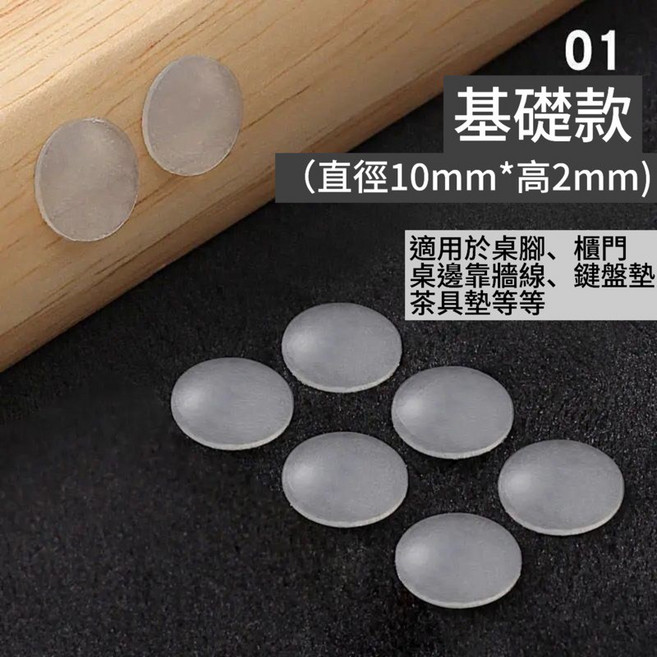 防撞膠粒 基礎款 透明矽膠貼片 門擋 靜音防滑墊, 1顆, 透明