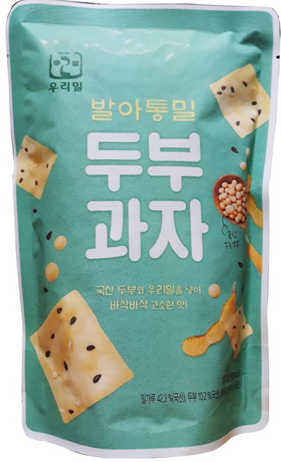 우리밀 발아통밀 두부과자, 100g, 5개