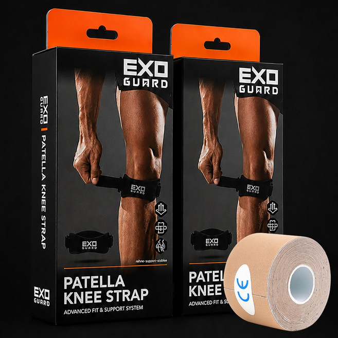 엑소가드 광폭 와이드 무릎보호대 슬개골 슬개건 등산 러닝 스트랩, 블랙, 2개