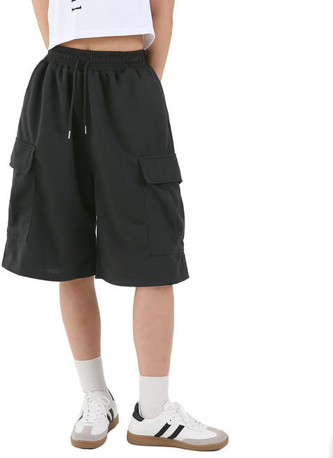 오버나인 여자 여성 버뮤다 와이드 벌룬 빅카고 팬츠 반바지 트레이닝 반바지 ON-2